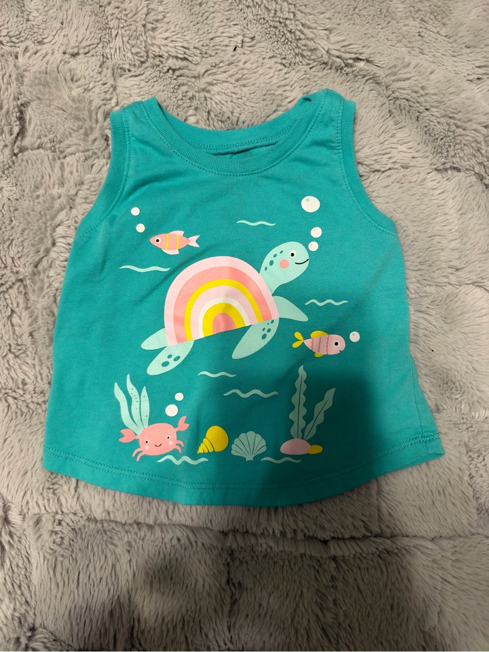Falls Creek Teal Tank with Rainbow Turtle Graphic